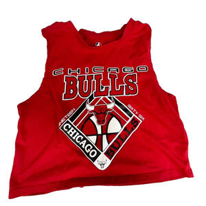 Chicago Bulls Womens NBA Red Sleeveless Cropped crop short T-shirt MEDIUM